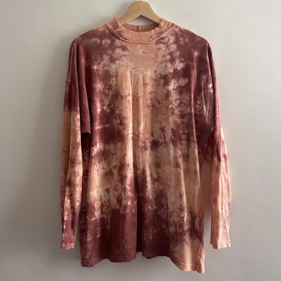 We The Free Tie Dye Tee Cabernet Combo, Oversized Long Sleeve Design, XS - Picture 5 of 16